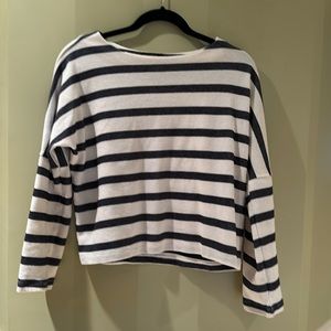 Banana republic medium crop top, blue and cream stripe
